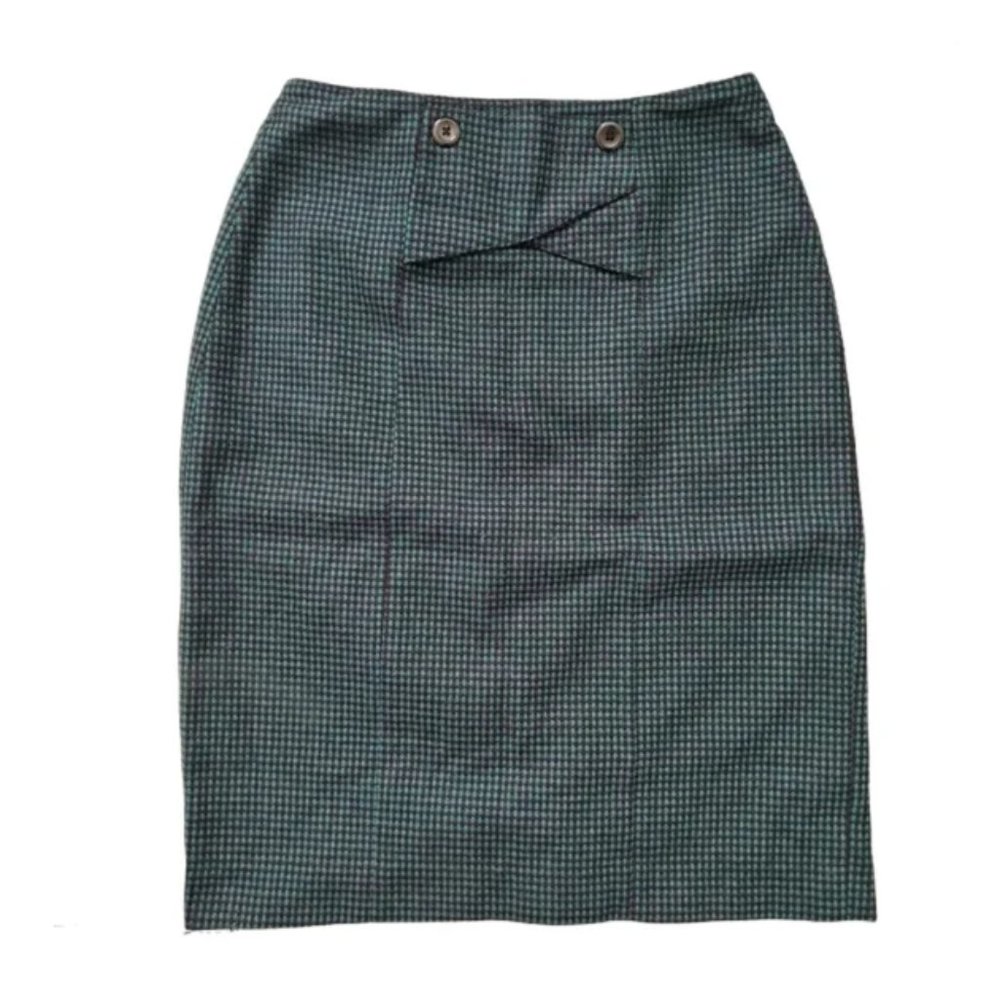 VTG Nanci Jennifer Wool Blend Pencil Plaid Skirt